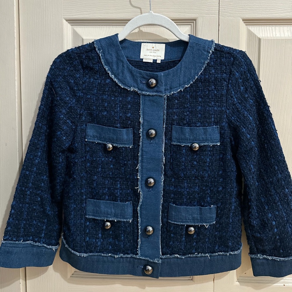 Kate Spade Tweed Denim Blue Jacket